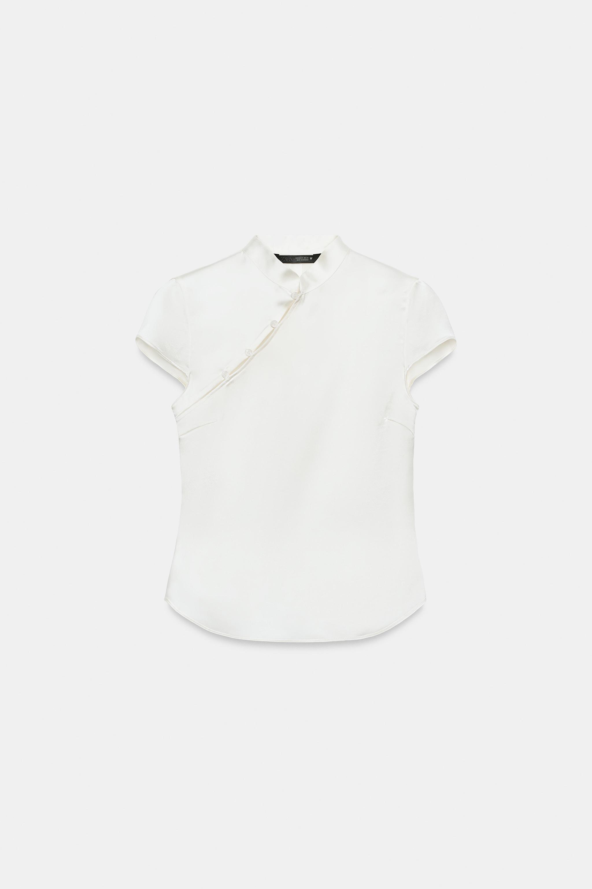 SATIN EFFECT TOP WITH SIDE BUTTONS